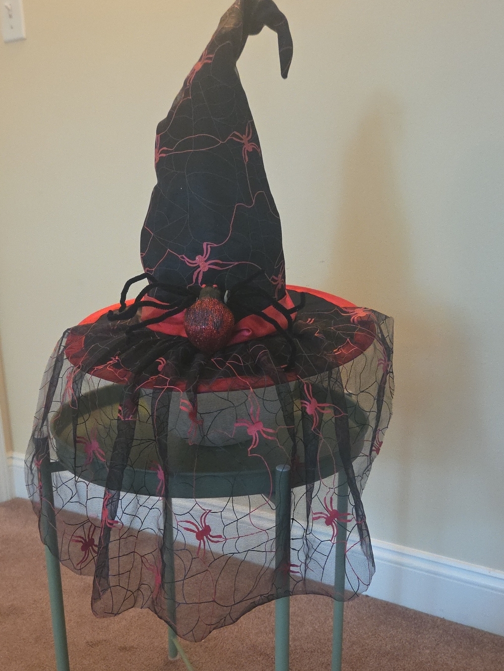 Red And Black Embroidered Witch Hat